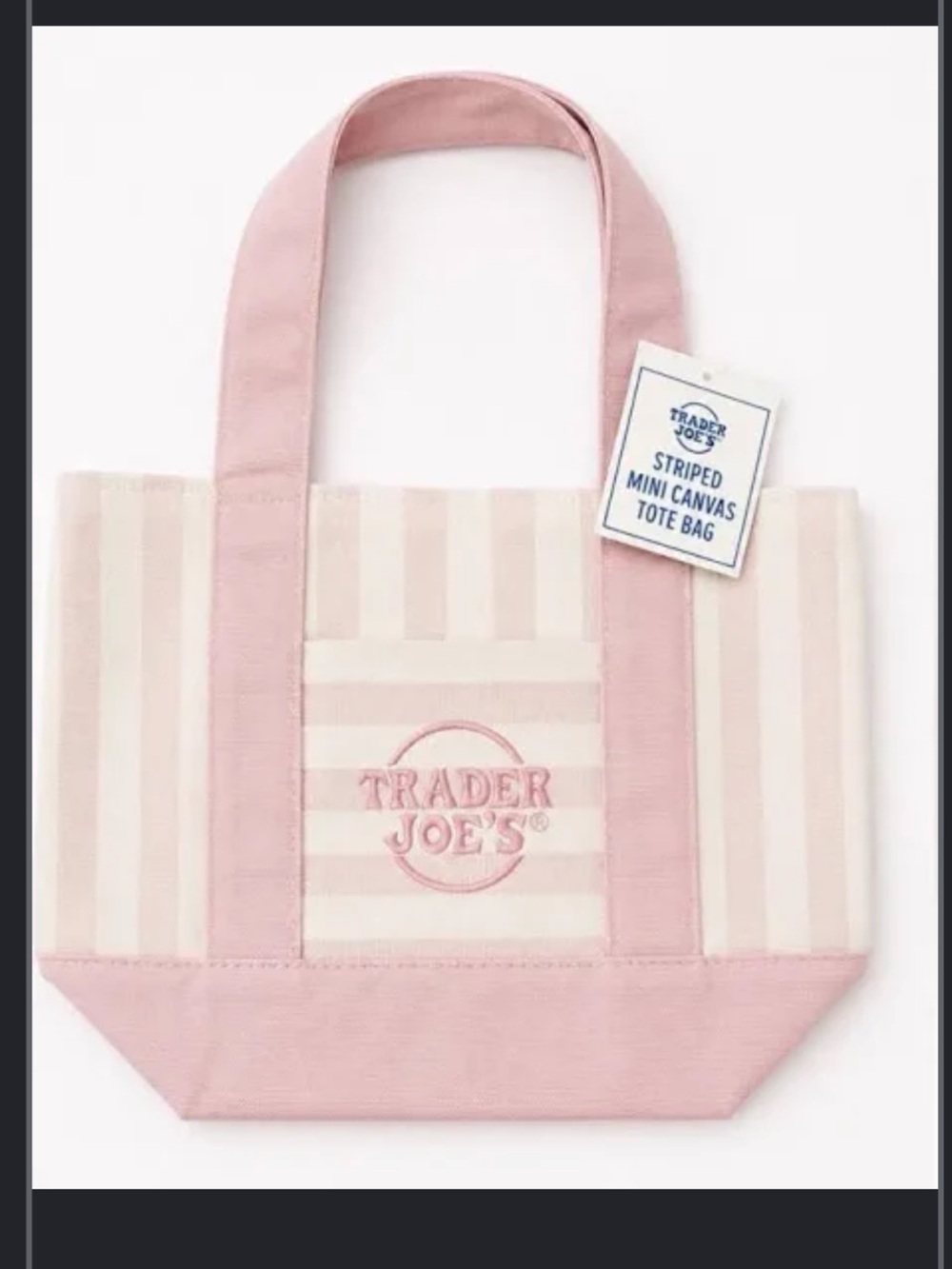 TRADER JOE’s MINI TOTE STRIPE PINK